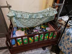 baby wooden cradle with cloth cradle