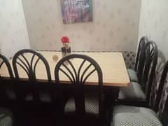 Wooden dining table with 6 wooden chair