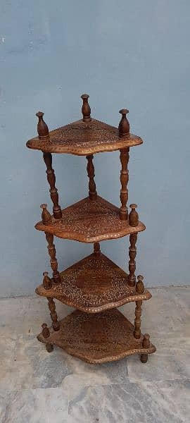 Antique Wooden HandCraft Corner Stand 0