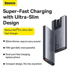 Baseus GaN5 Pro Ultra-Slim 65W Type-C+USB Fast Charger