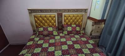 King size bed with mattress and 2 side table