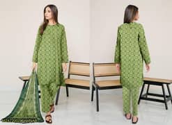 Amna. B-3 Pcs Women's Unstitched Lawn Printed Suit