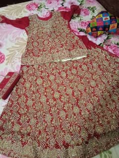 bridal lehnga red color 4 pc with clutch