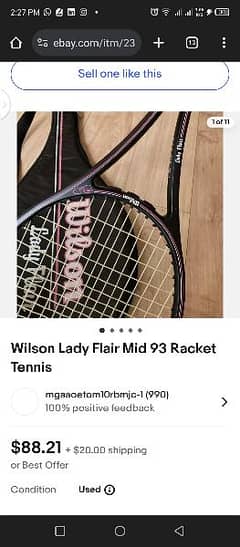 Wilson lady flair mid 93 graphite composite original