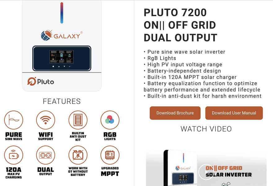 Galaxy Pluto PV7200(6.2KW) & PV5200 (3.6KW) & Crux 4.2KW Available 1