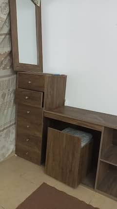 dressing table/study table with drawers and stool with storage/mirror