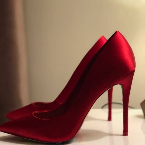 Aldo red satin heels, with box, size 40 2