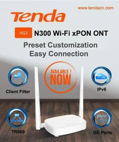 TENDA HG3 XPON FIBER OPTIC ROUTER