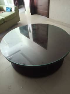 round center table,solid wood top glass slightly used condition 10/9 0