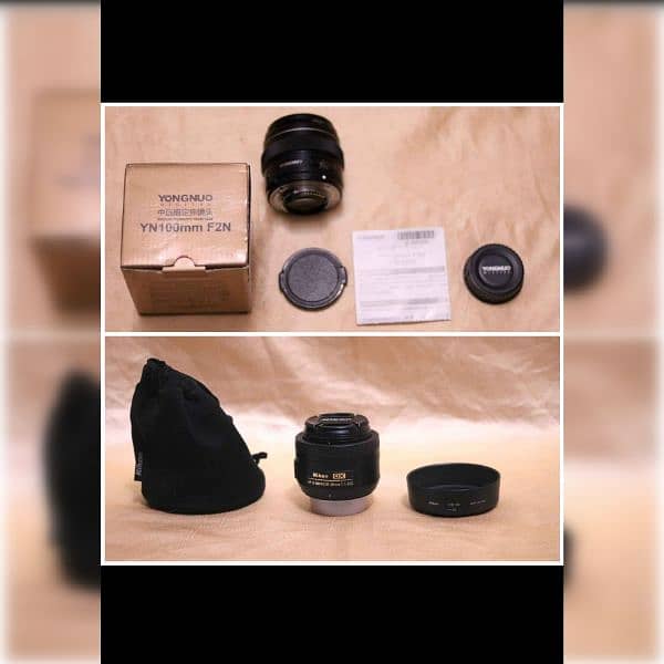 3 Nikon lenses Yongnuo 100mm f2 For Nikon And Nikon 35mm/50d f1.8g Dx. 0