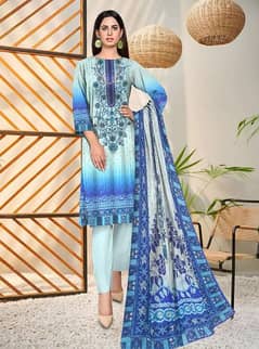 3 pcs women unstitched lawn Digital printed