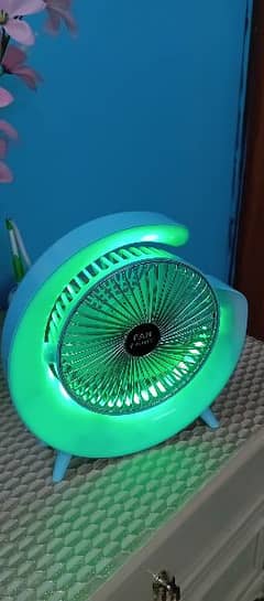 Rechargeable Fan with RGB LED Lights Portable Table Fans Light Battery