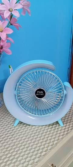 Rechargeable Fan with RGB LED Lights Portable Table Fans Light Battery