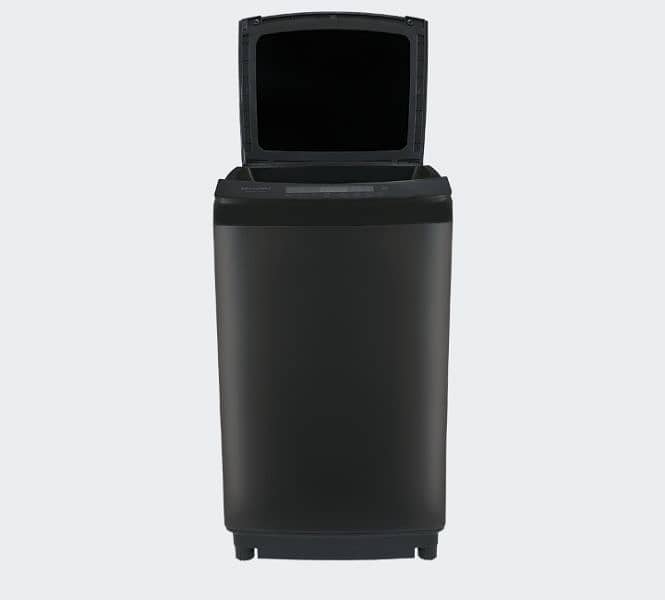 A washing machine in black colour. with fully automatic systm l. 3