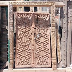 antique old wooden phalaly door in best condition 100 years Above