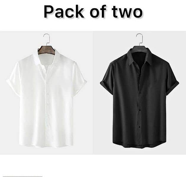 2 pc's Men's Cotton Plain Half Sleeves Shirt 0