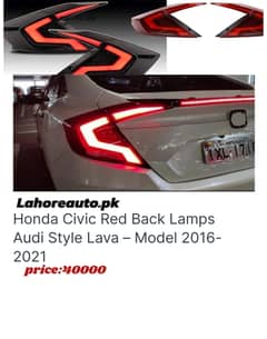 Honda Civic Head Lights,Red Back Lamps, Audi Style Lava 2016 to 2021