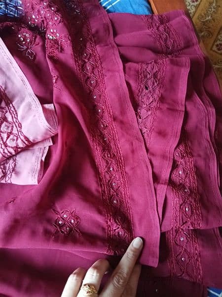 Tea pink embroidery Saree. 11