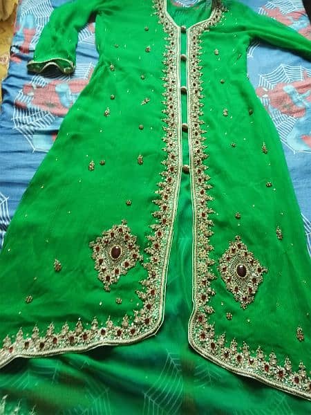 Fresh green Maxi gaon/frock ,3 piece suit,ready to wear 1