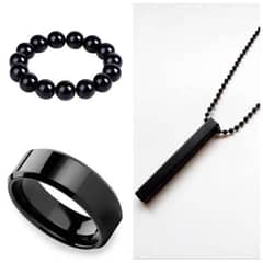 vertical bar boys pendant ,Ring and bracelet set pack of 3