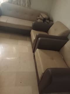 5 Seats Sofa Set Rexine brown chocolate color 0