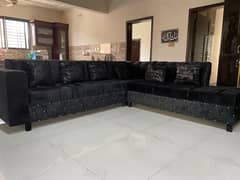 L shape sofa , Black colour , perfect condition