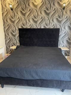 Black Velvet Bed with spring mattress