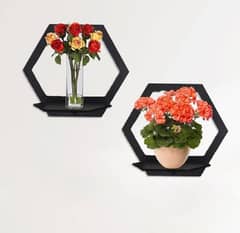 pack of 4  Hexagon wall Stand Elegant Wall hanging WOOD Frame.