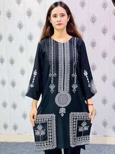 2Pcs Womens Sitched Linen Printed Suit