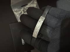 Cerruti 1881 Silver And Black Leather Bracelet For Men