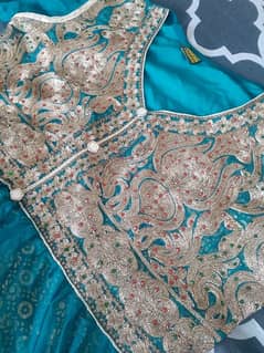 Sea Green Full Embroidery 3Peice medium length frock