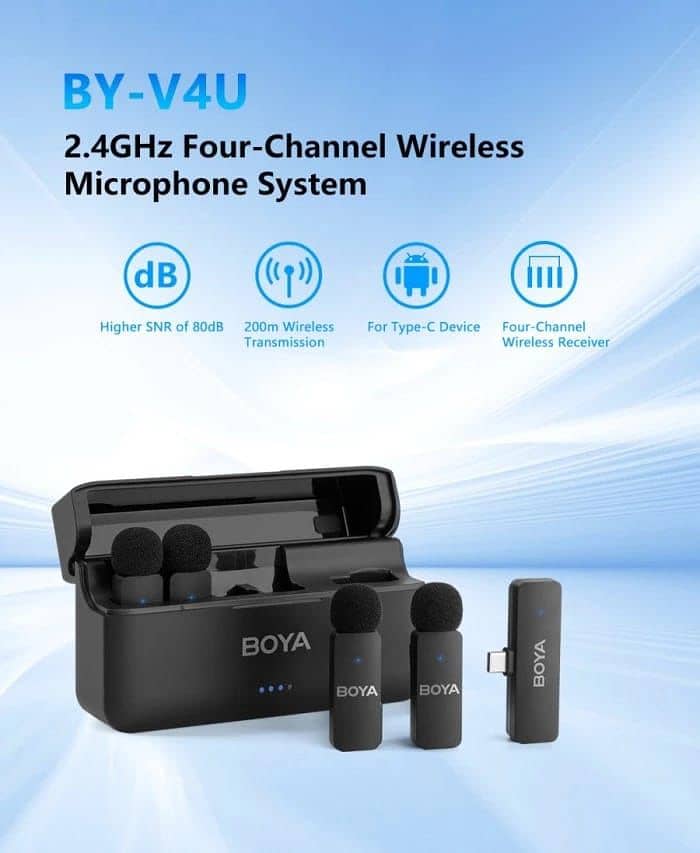 BOYA FOUR 4 WIRELESS MIC MICROPHONE TYPE C 1