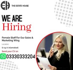 Female Staff for sales and marketing ||Urgent Hiring