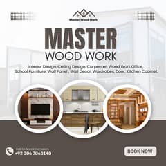 wood work, Wardrobe Kitchen, Mediawall wood works, Carpenter