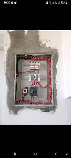 Electrical electrician working & plumber working