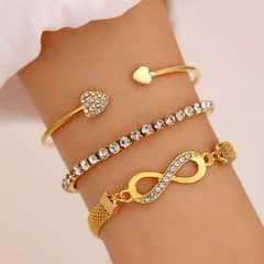 3pic Trendy Rhinestone Bracelet.