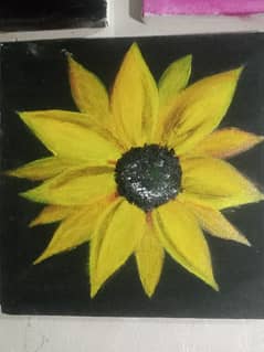 simple sun flower painting on canvas