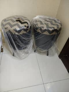 2 stools with metal legs