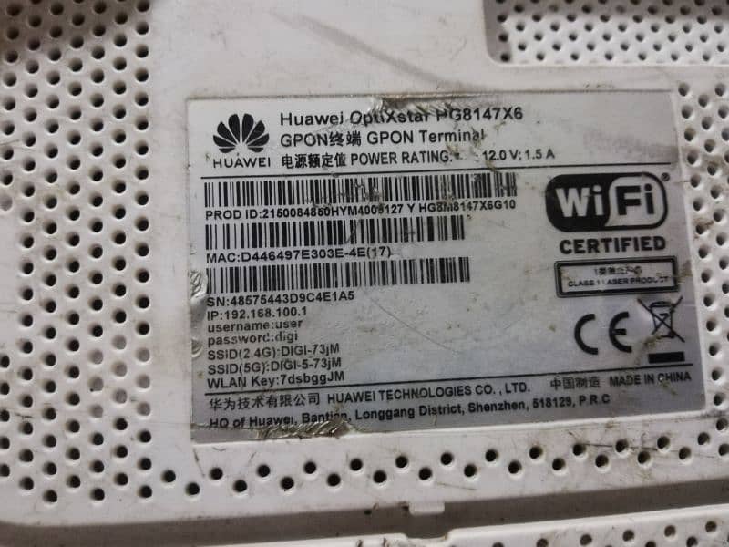 Huawei g pon router pg 8147X6 7