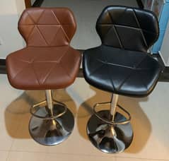 Bar stool with back support (brown and black)