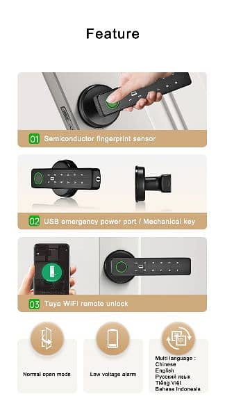 Automatically fingerprint door lock unlocked password and card 3