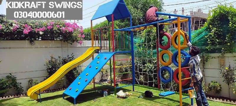 kids Slide/Swings/Kids rides/jhula/Spring rider/jungle gym/gazebo/bar 9