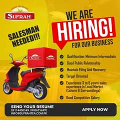 Salesman Required For Lahore Product ( TEA )