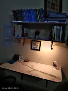 Study Table, 2 shelves, 2 study lights and power socket  USB port