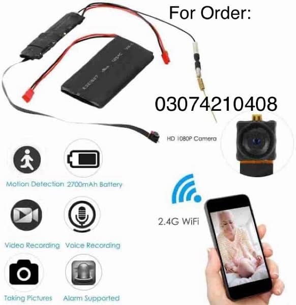 Small mini Wifi Camera 2mp cctv Security HD 1080p strip Battery Backup 0