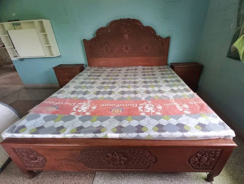 Sheesham wood bed with mattress 2