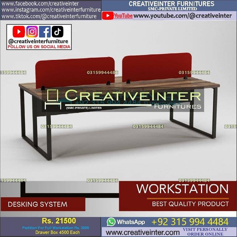 Office table workstation laptop computer chair sofa used working desk 10