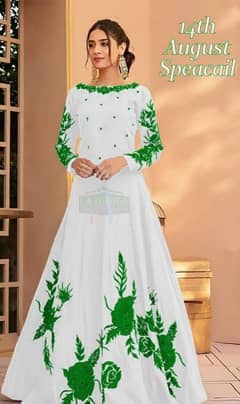1 Pc women stickted silk embroidered maxi