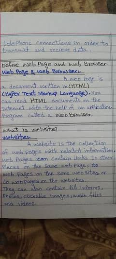 Handwriting assignment work