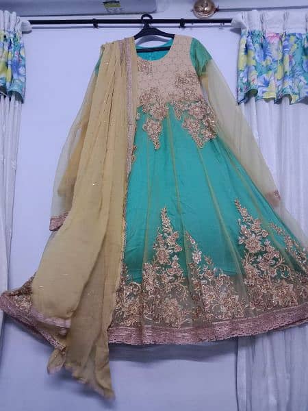 beautiful net frok with embroidery 0